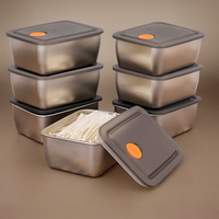 Kit com 16 Potes de Aço Inoxidável Linha Premium, com Tampas Antivazamento, Resistentes ao Freezer e a Altas Temperaturas