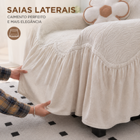 [LEVE 2 PAGUE 1] Capa de Sofá Vittoria em Algodão com Saias Laterais + 2 Almofadas Inclusas