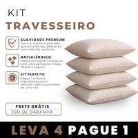 Kit com 4 Travesseiros de Pluma de Ganso – Antialérgicos, Supermacios e Confortáveis [PAGUE 1 E LEVE 4]